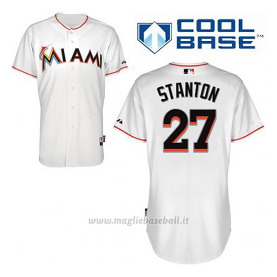 Maglia Baseball Uomo Miami Marlins Giancarlo Stanton 27 Bianco 1ªCool Base